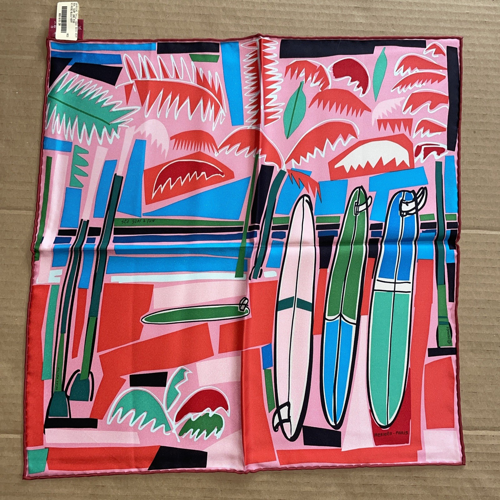 New Hermes Silk scarf Pocket Square Handkerchief 45 Gavroche Sea Surf And Fun New Hermes Silk scarf Pocket Square Handkerchief 45 Gavroche Sea Surf And Fun