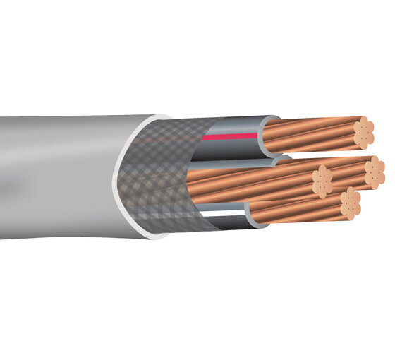 100' 4-4-4-6 Copper SER Service Entrance Cable PVC Jacket Gray 600V
