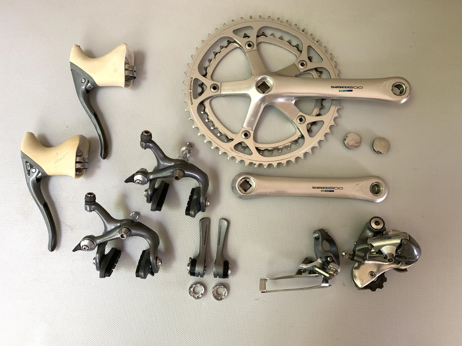 Shimano 600 Tricolor Groupset 7 Speed Derailleurs, Brakes, Crankset - USED Shimano 600 Tricolor Groupset 7 Speed Derailleurs, Brakes, Crankset - USED