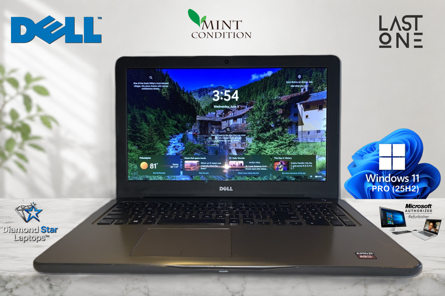 16GB 256GB SSDRadeon@2.40GHz Windows 11 Battery &Charger YES Dell Inspiron 5565