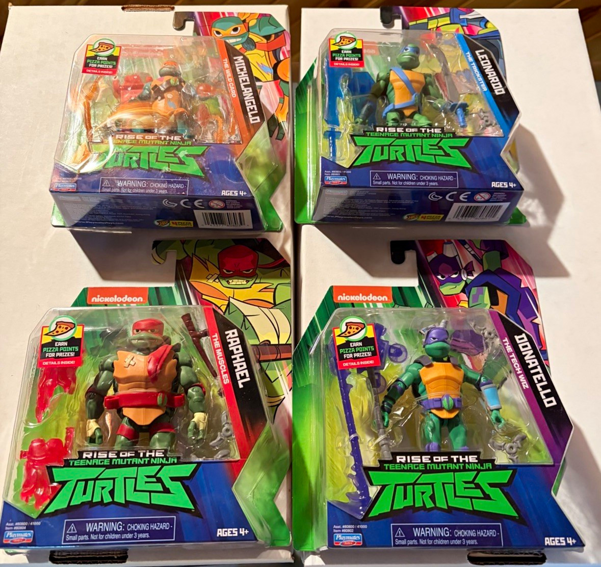 Nickelodeon TMNT Boxed 4-Figure Lot Unopened: Leo, Raph, Mikey, Don