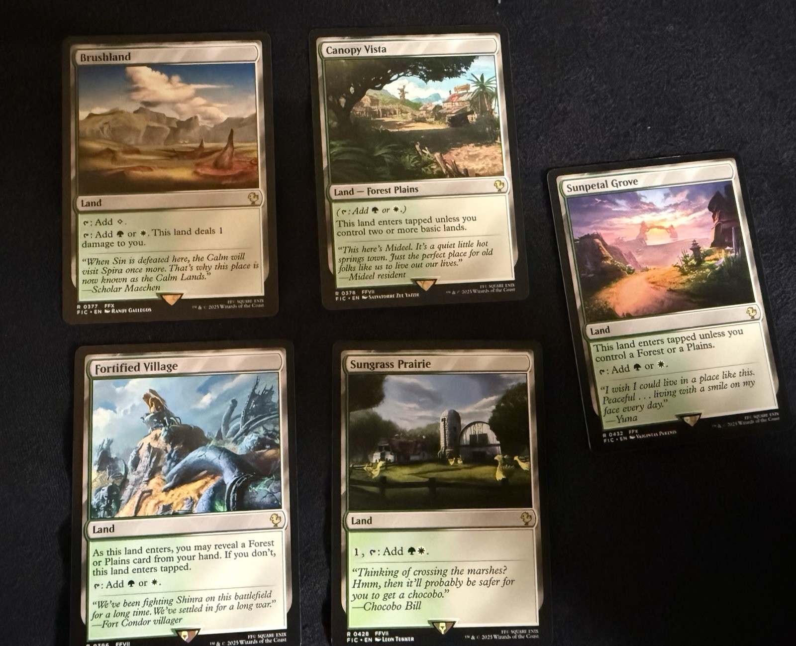 5 MTG Final Fantasy Rare Land Lot Brushland Sunpetal Grove Canopy Vista FIC NM