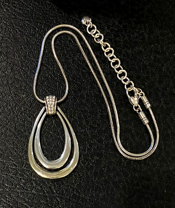Brighton Meridian Swing Silver Crystal Teardrop Pendant Necklace 16\ Brighton Meridian Swing Silver Crystal Teardrop Pendant Necklace 16\