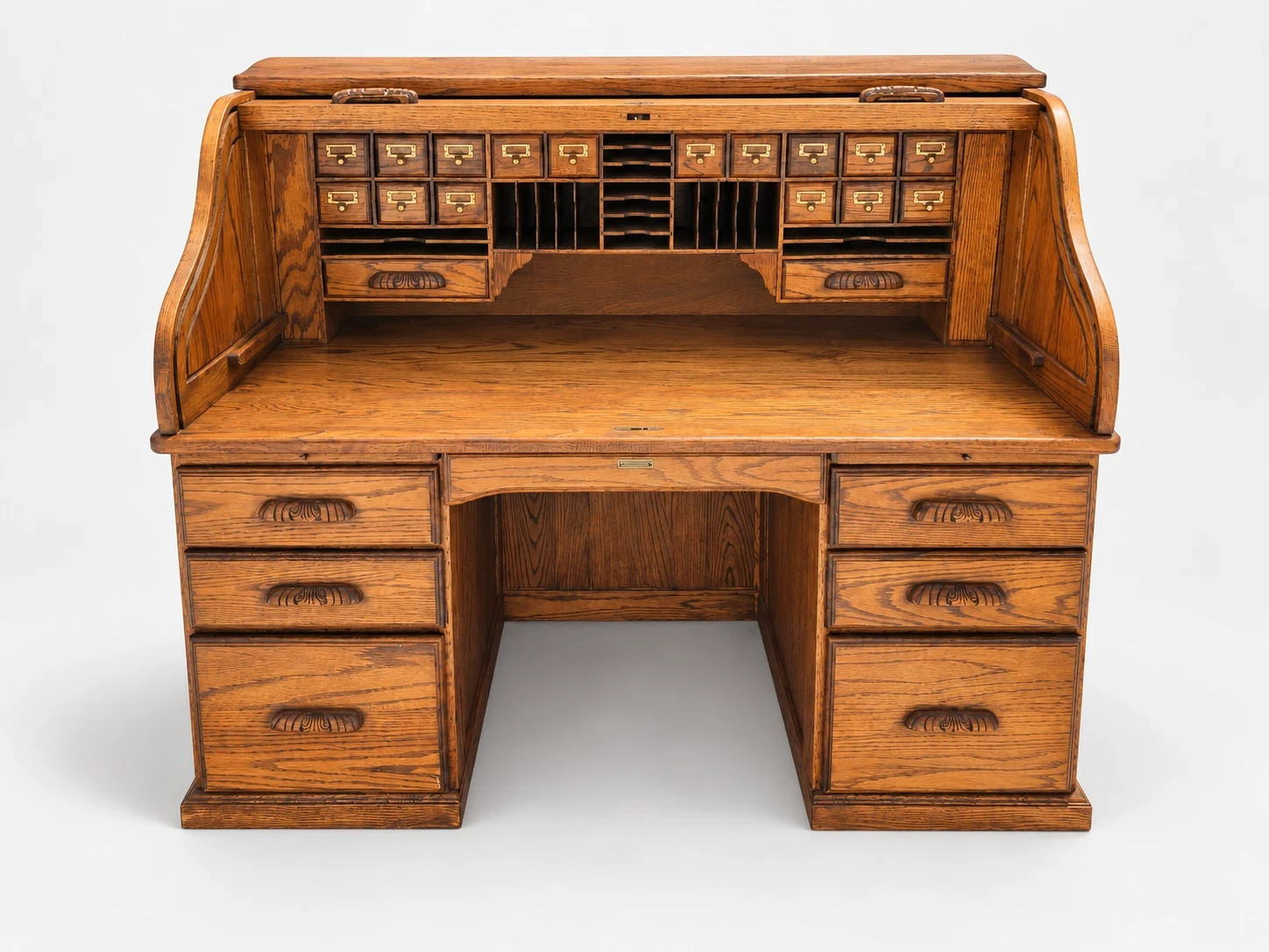 The Barn Furniture Solid Oak Roll Top Desk Vintage Executive Desk S Curve