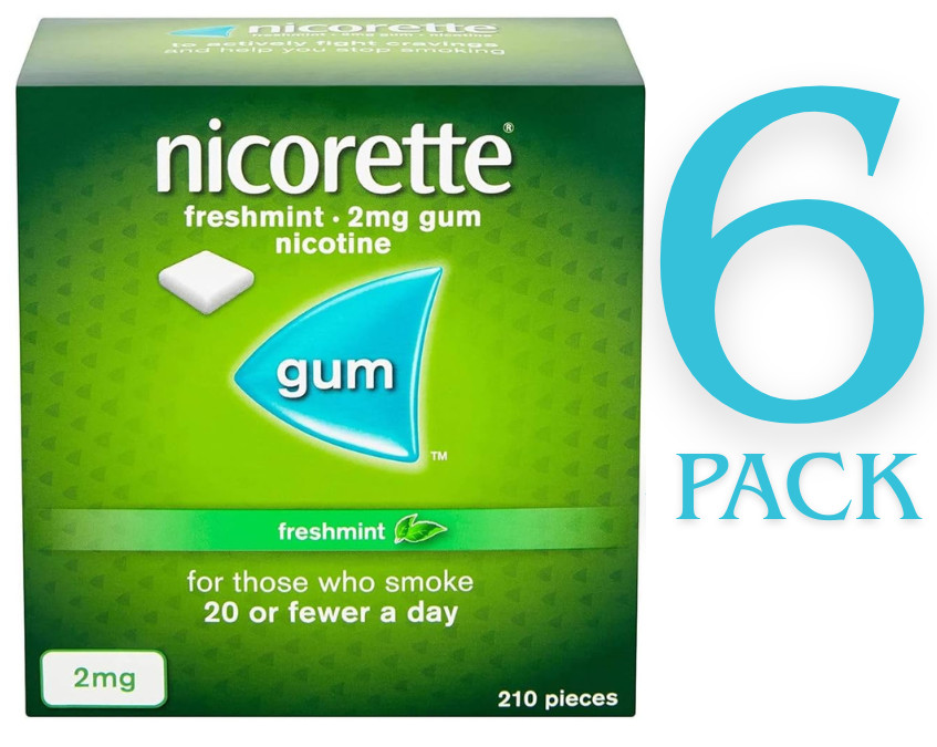 6 x Nicorette Fresh mint Gum 2Mg 210 Pieces - USA SELLER - SUPER FAST SHIPPING 6 x Nicorette Fresh mint Gum 2Mg 210 Pieces - USA SELLER - SUPER FAST SHIPPING