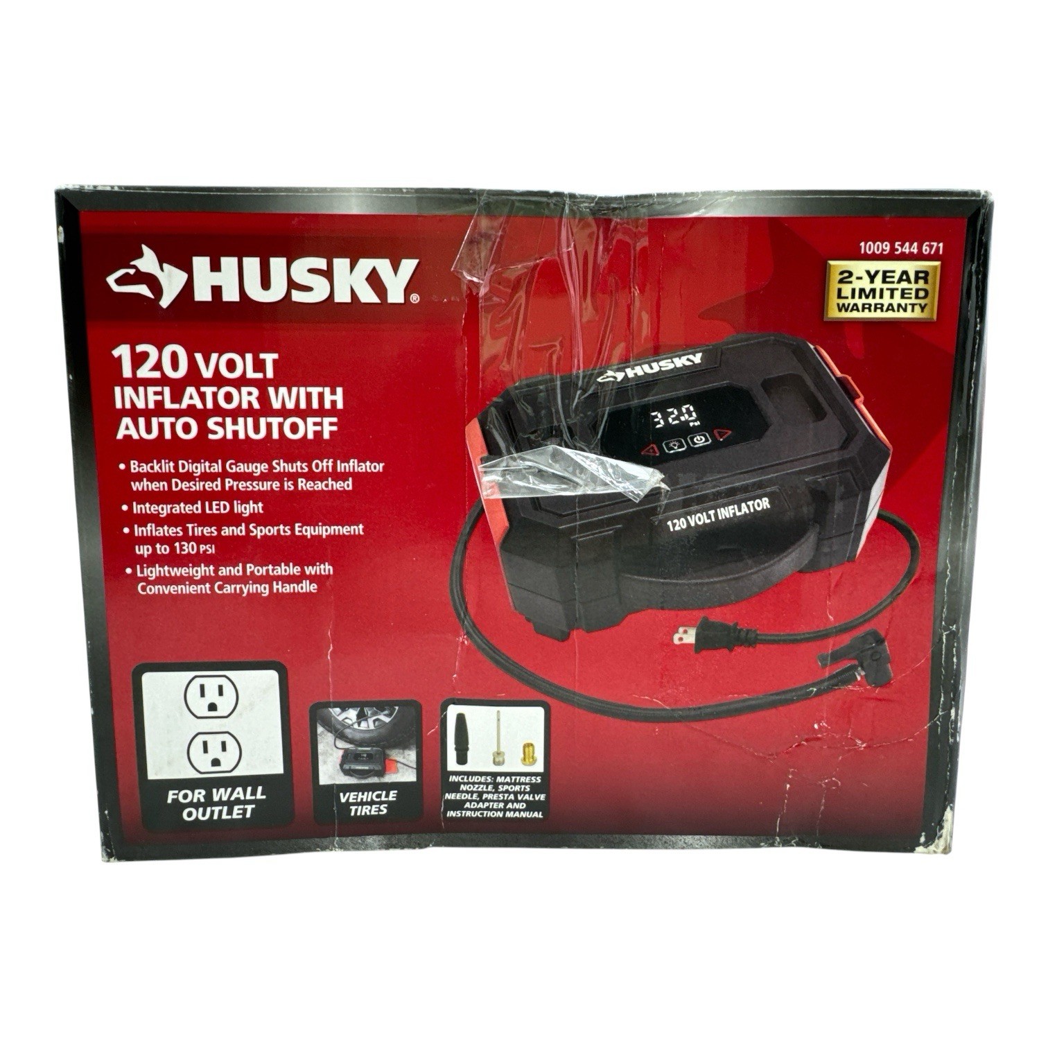 HUSKY 120 Volt Inflator w/Auto Shutoff & LED 1009 544 671 (OB)