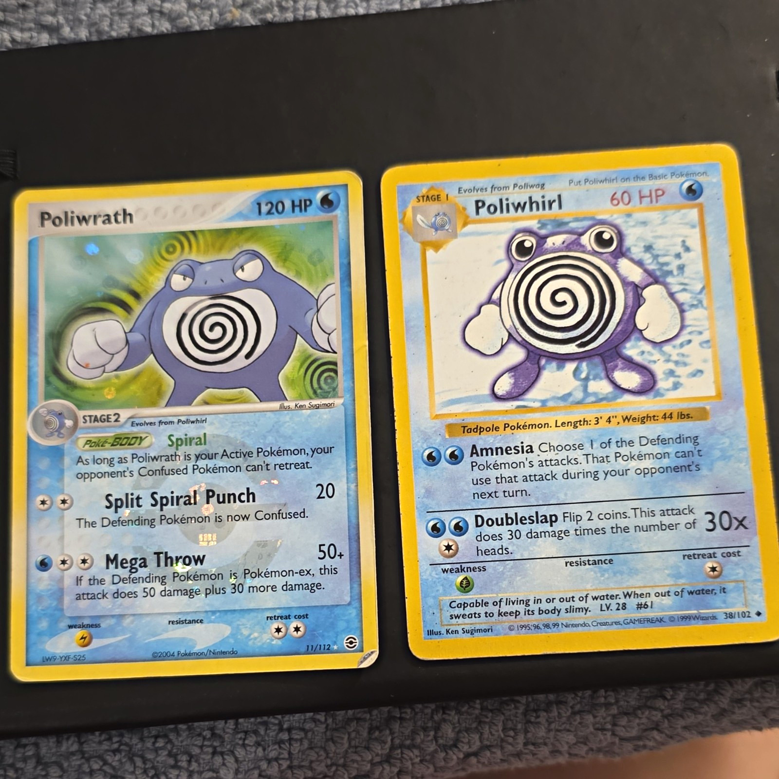 Nintendo Pokémon 2-Card Holo Poliwrath 11/112 Poliwhirl 38/102 Base shadowless Nintendo Pokémon 2-Card Holo Poliwrath 11/112 Poliwhirl 38/102 Base shadowless