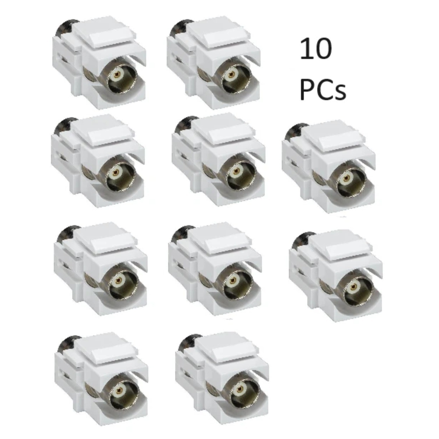 10 Pcs BNC Female Coax Connector Coupler Keystone Jack Snap In Insert Wall Plate 10 Pcs BNC Female Coax Connector Coupler Keystone Jack Snap In Insert Wall Plate