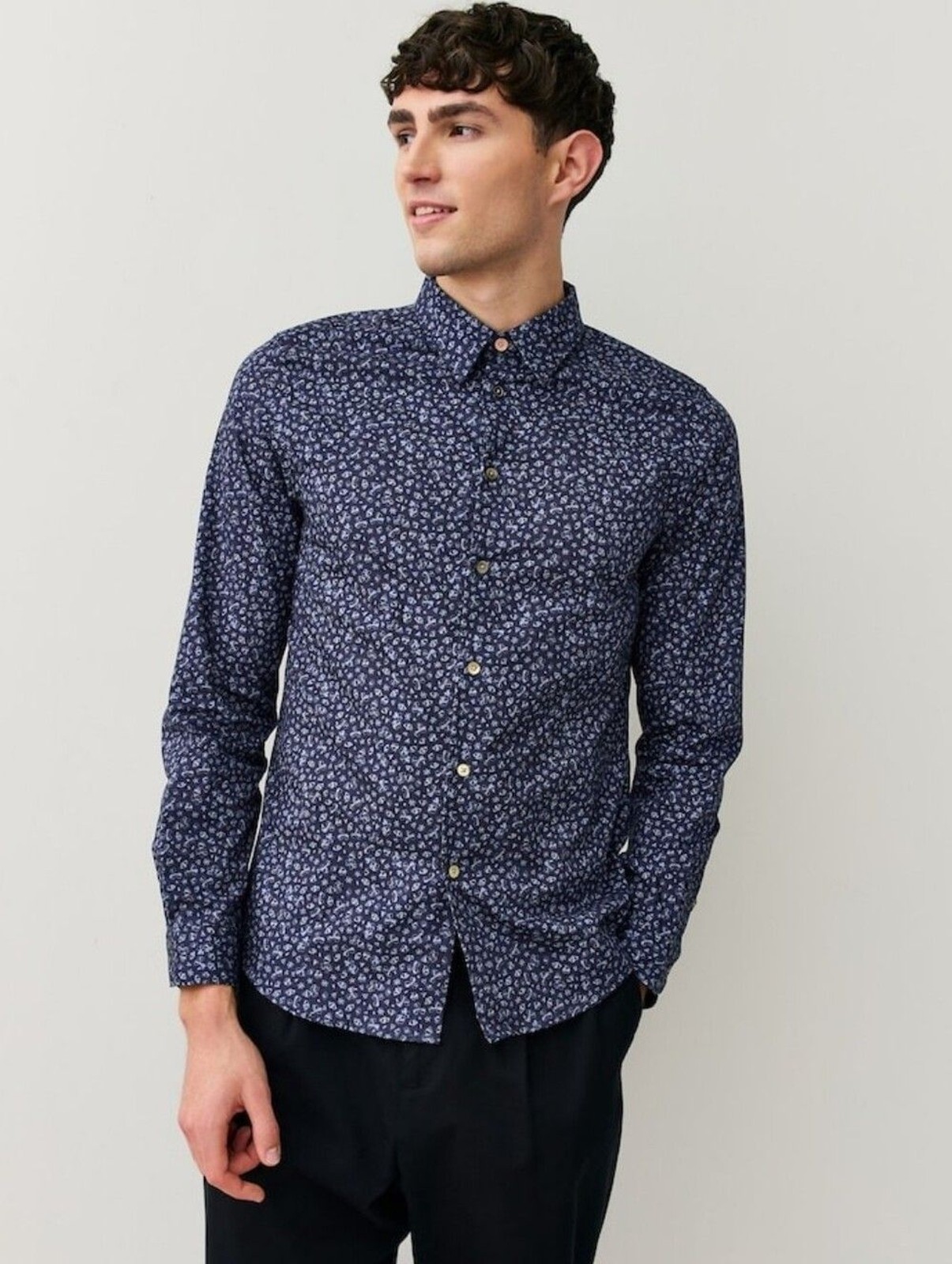 Paul Smith Blue Tailored-Fit Printed Shirt Paul Smith Blue Tailored-Fit Printed Shirt