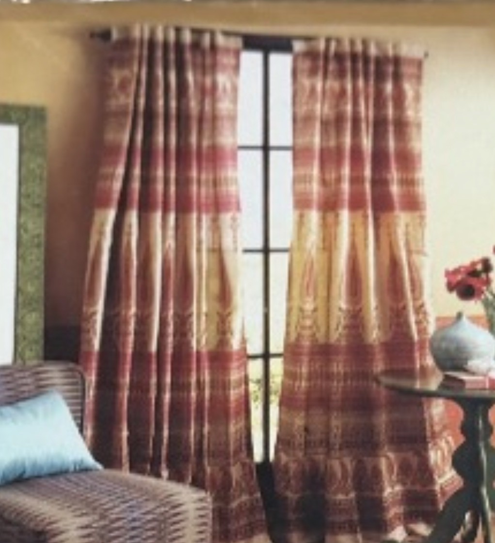 Pier 1 Imports Adelaide Window Panel Curtains 54x84 Paisley Gold Red Set of 3⁠