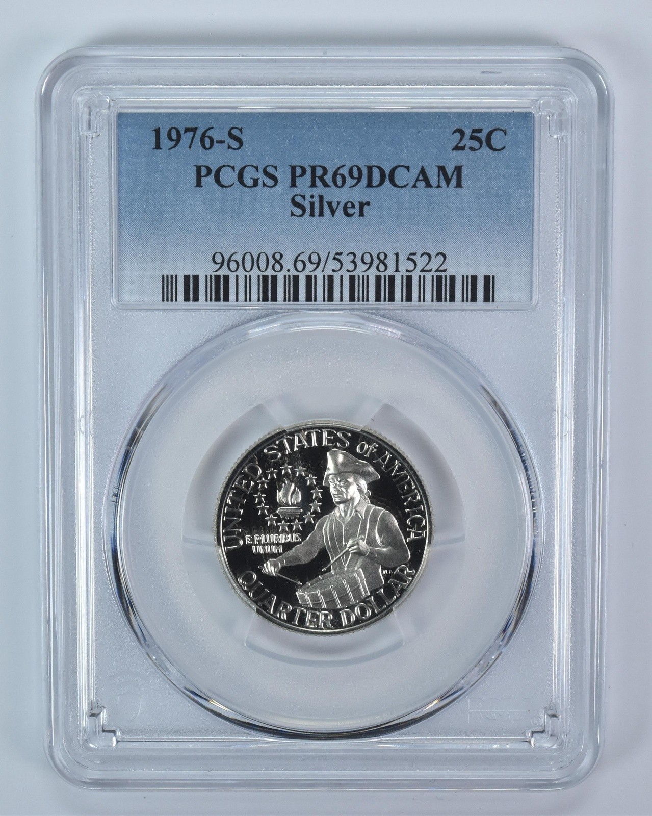 1976-S Washington Quarter Silver PR69 DCAM PCGS Blue Label 1976-S Washington Quarter Silver PR69 DCAM PCGS Blue Label