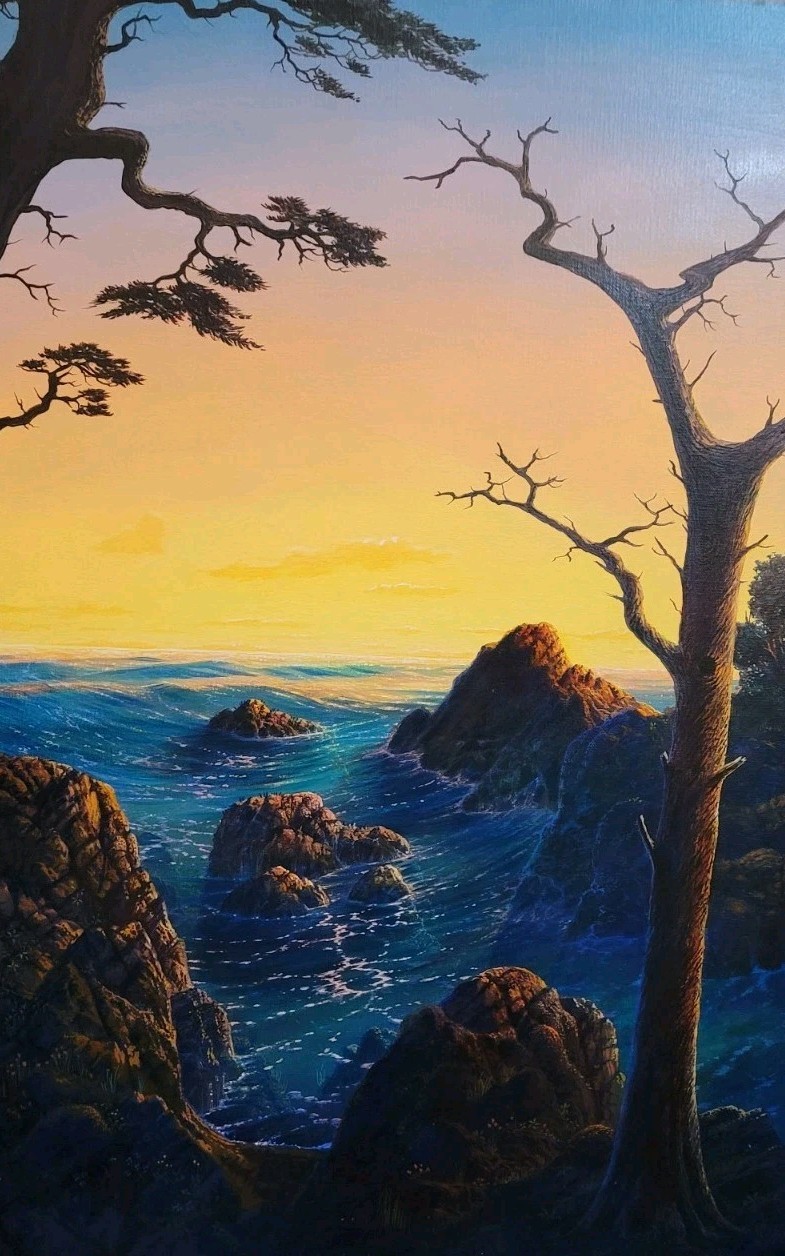John Mason Vintage Oil Painting Central Coast Sunset Northern California Artist 
