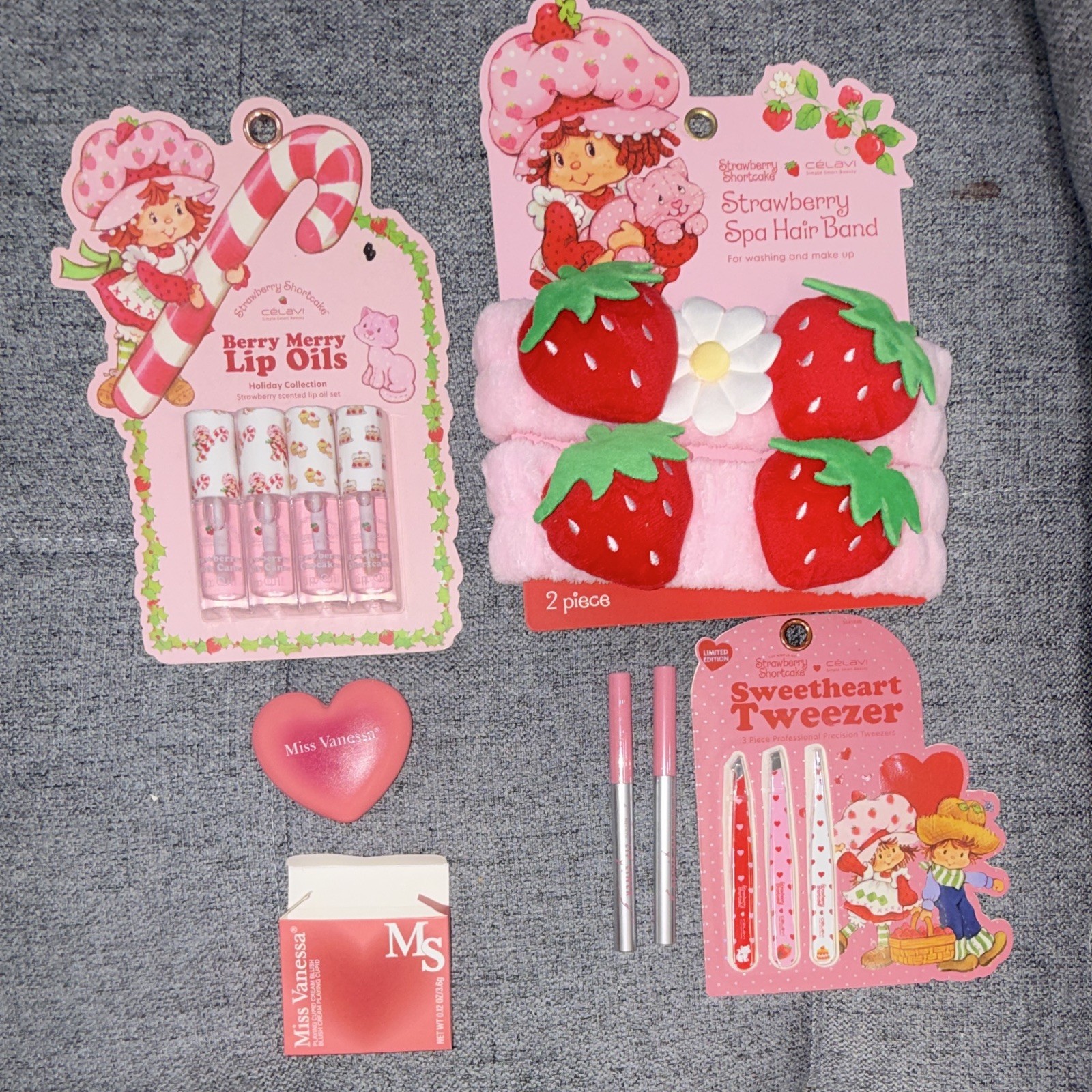 CELAVI Strawberry Shortcake Berry Merry Lip Oils Hair Band Tweezer