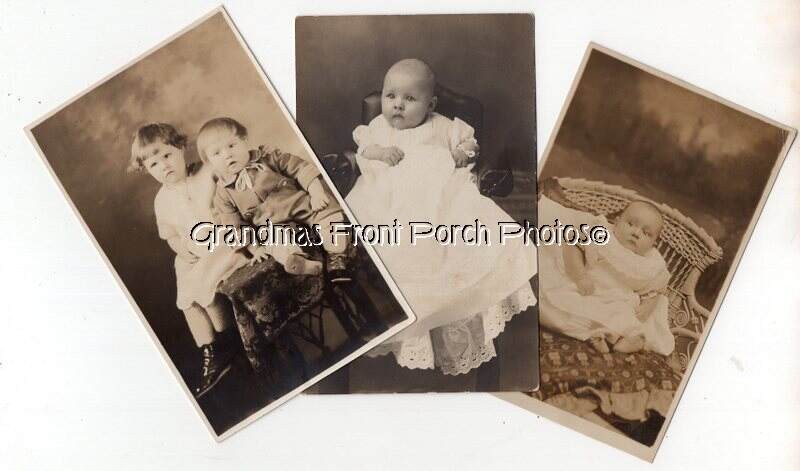 Lot of 3 Vintage RPPC Photos Adorable Children & Babies c 1915 Postcards