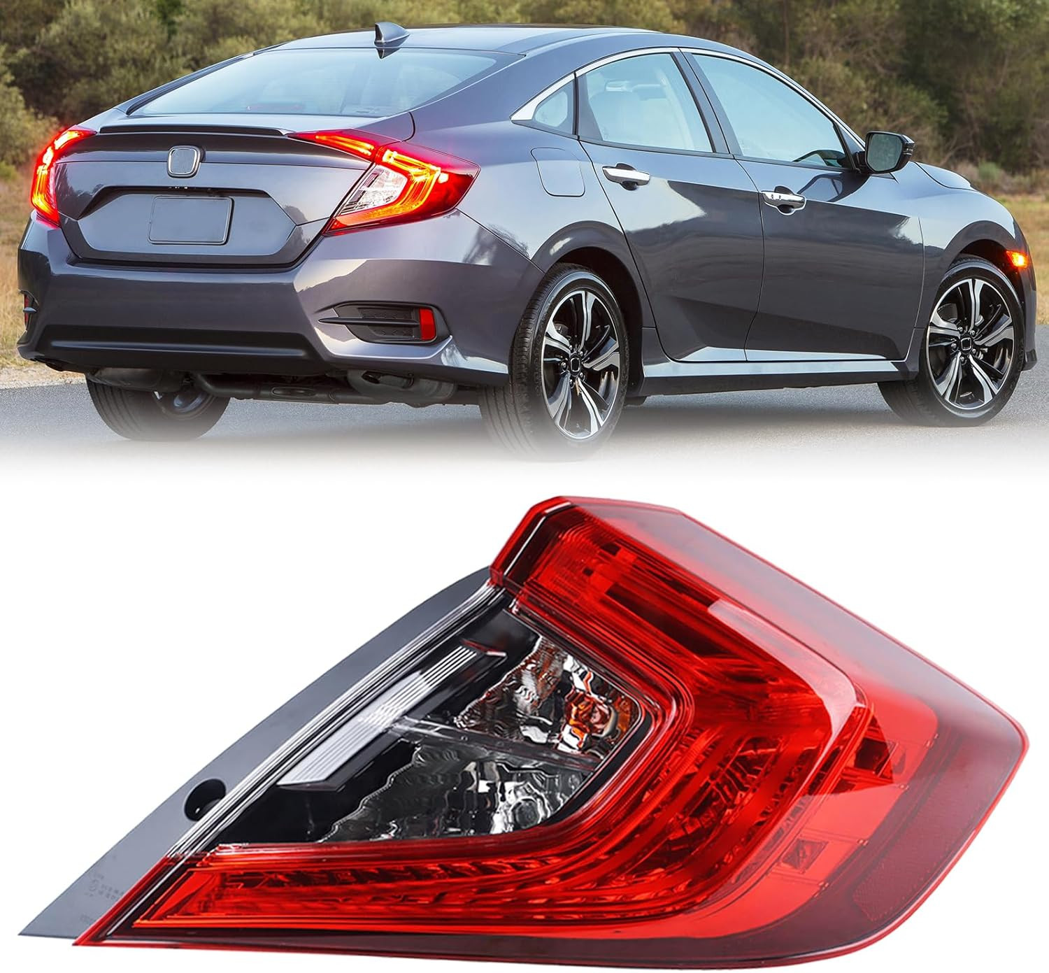 2016-21 Honda Civic 4-Door Sedan Right Tail Light Assembly–Compatible Replacemen 2016-21 Honda Civic 4-Door Sedan Right Tail Light Assembly–Compatible Replacemen