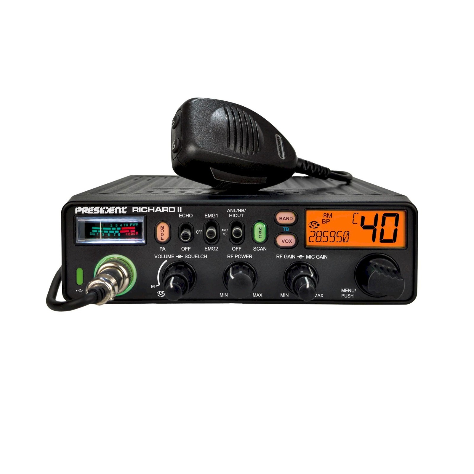 President  Richard II, 10 Meter Radio  AM/FM  NRC  Noise  Reduction  VOX  USB‑C