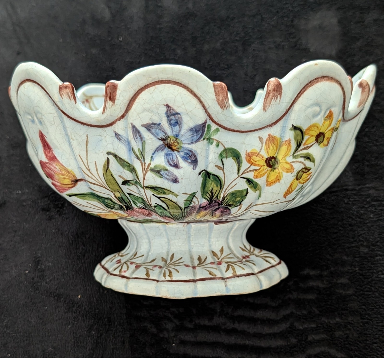 Vintage Italian Majolica Centerpiece Bowl Nove di Bassano Pedestal Monteith 215