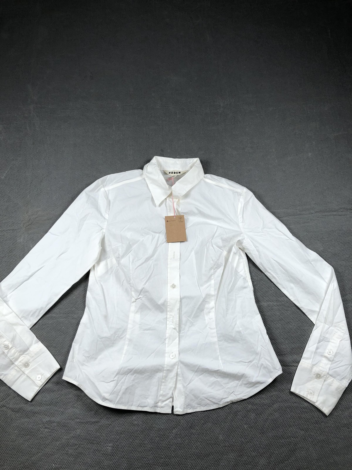 Boden Shirt Womens 4 White Collared Long Sleeve Button Woven Top Stretch NWT