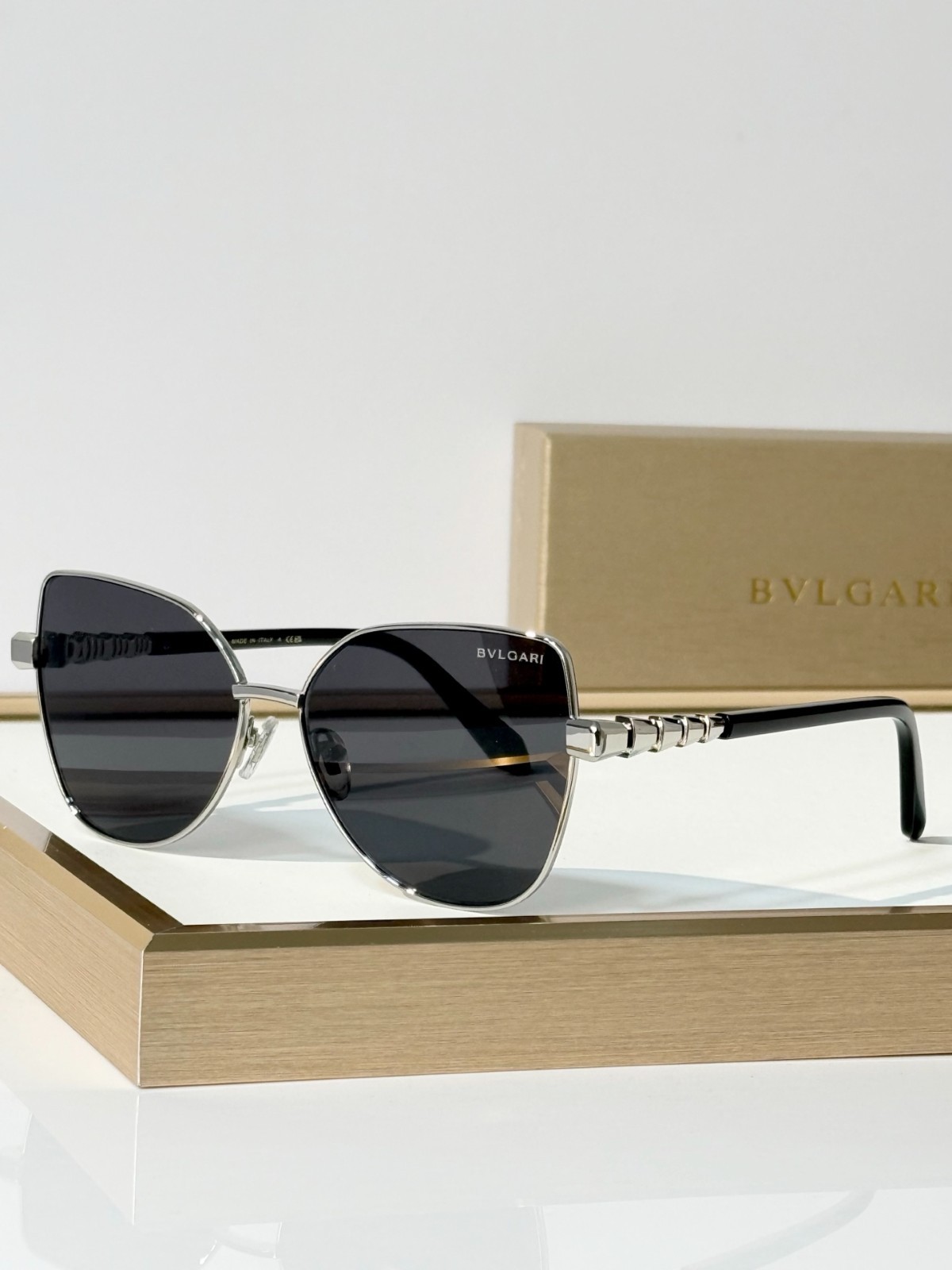 BVLGARI BV 42355U Square Sunglasses Silver Frame Black Gradient Lenses 60-15-148