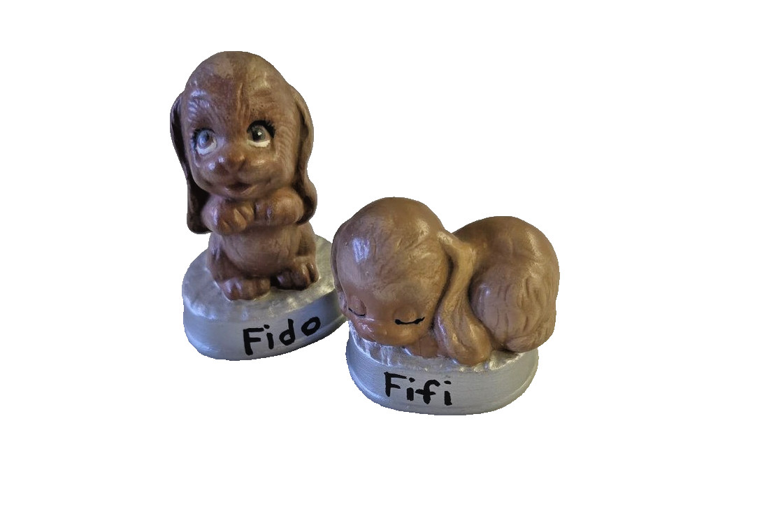Vintage Fido and Fifi Ceramic Dog Figurines Set