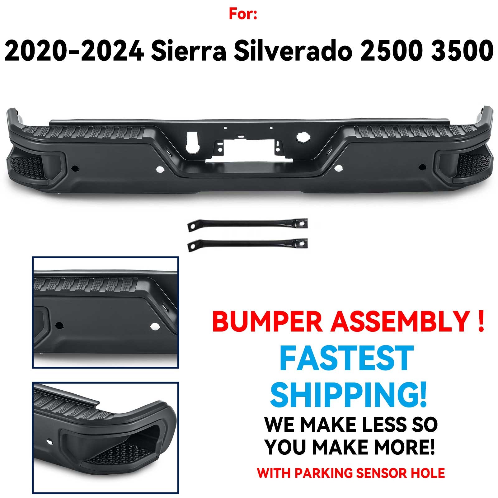 For 2020-2024 Sierra Silverado 2500 / 3500 NEW Complete Rear Bumper Assembly US