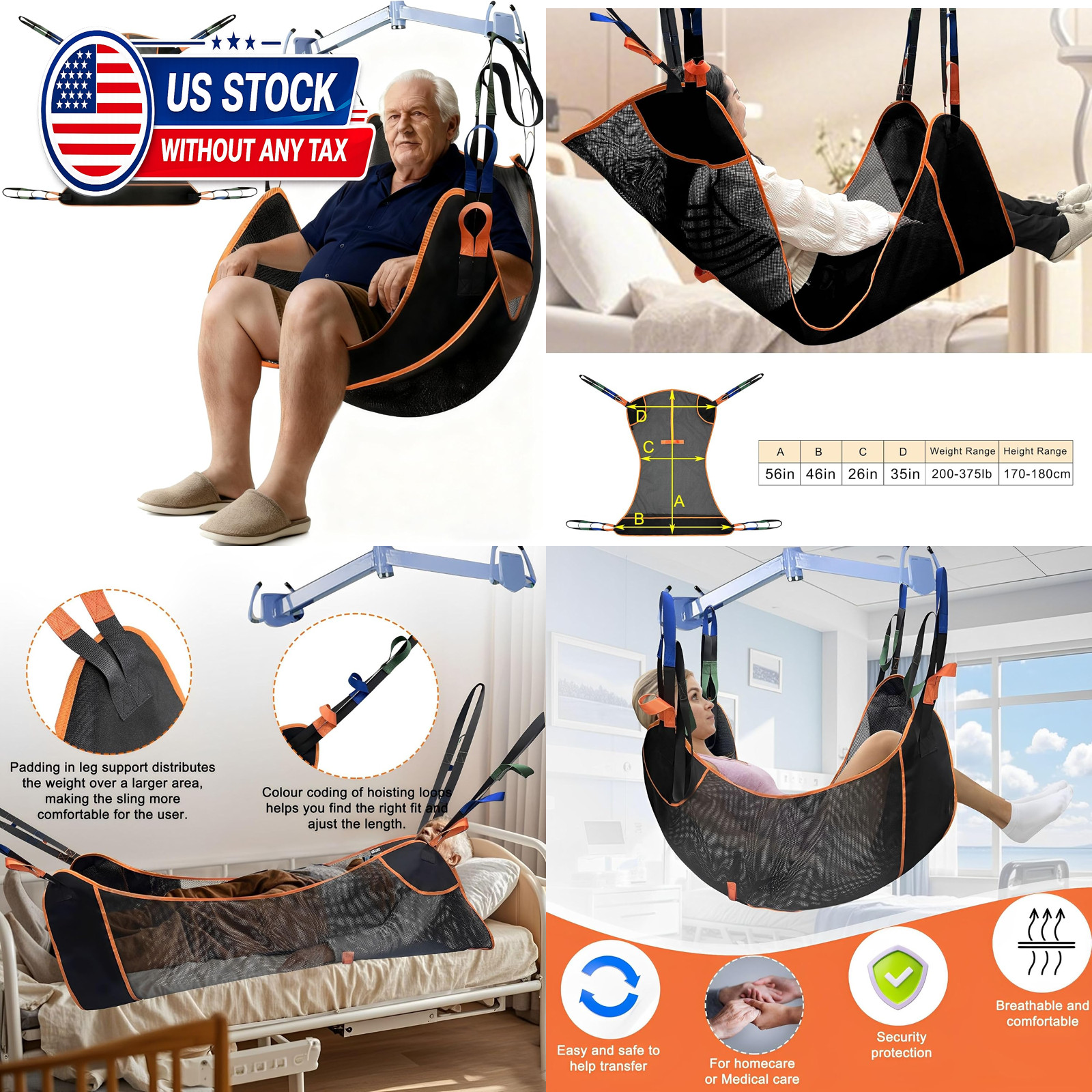Universal Full Body Patient Lift Sling, Transfer Sling for Elderly & Disabled