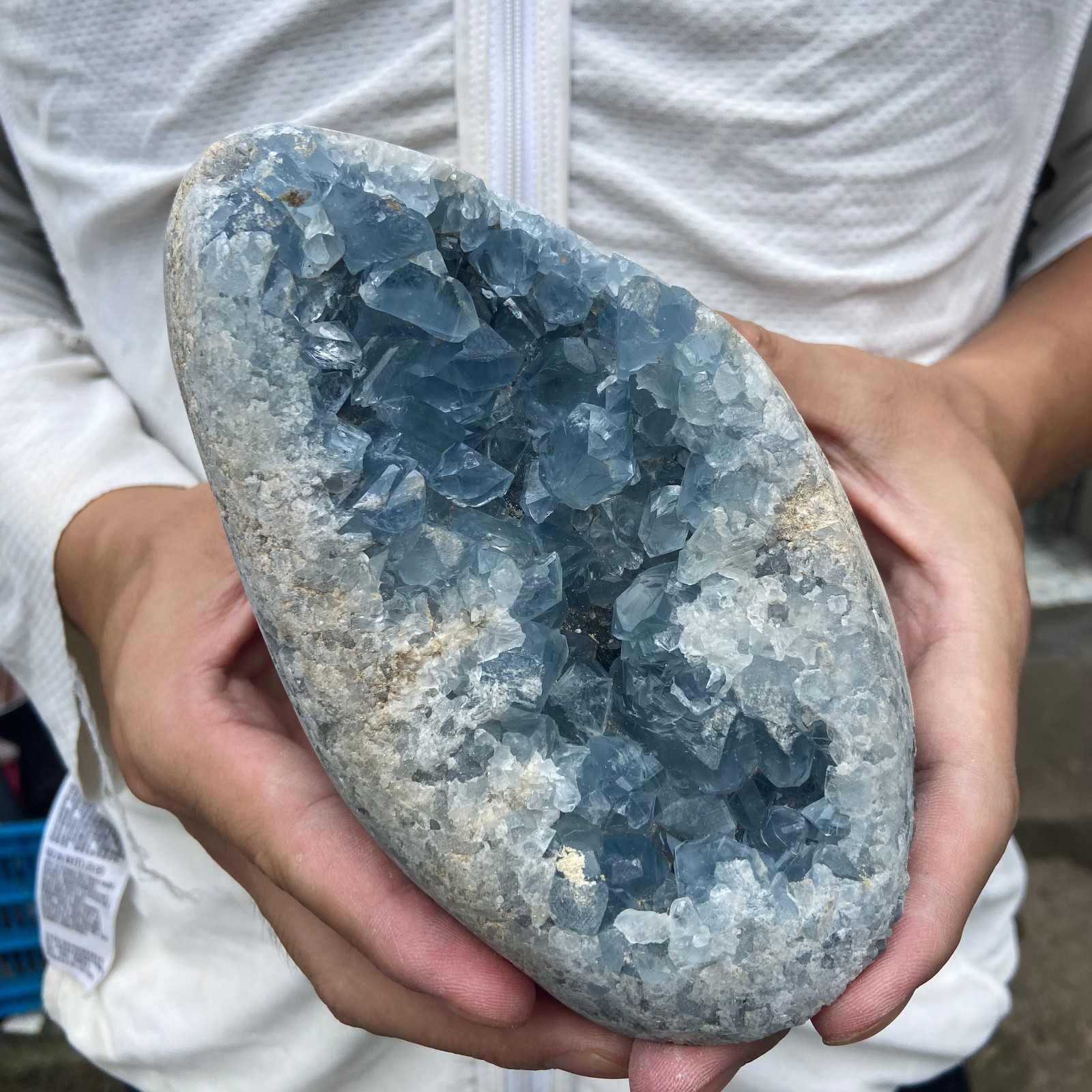 4.5lb Natural Blue Celestite Crystal Geode Quartz Cluster Mineral Specimen