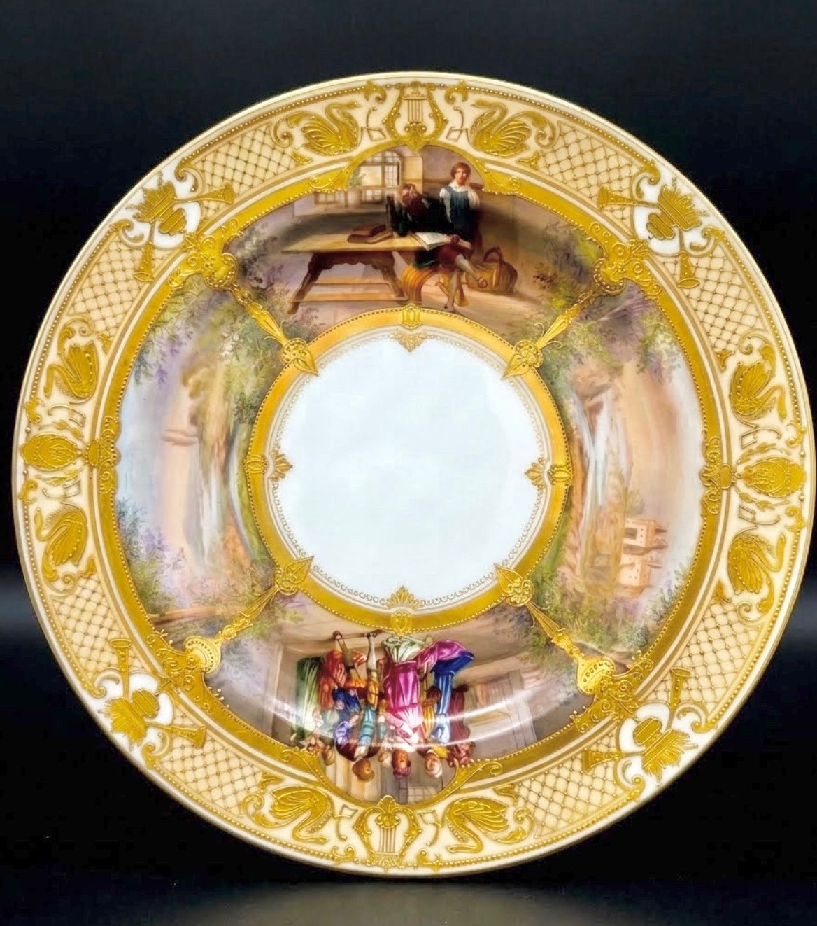 Rare Antique Ambrosius Lamm Dresden Germany Porcelain Richard Wagner Opera Plate