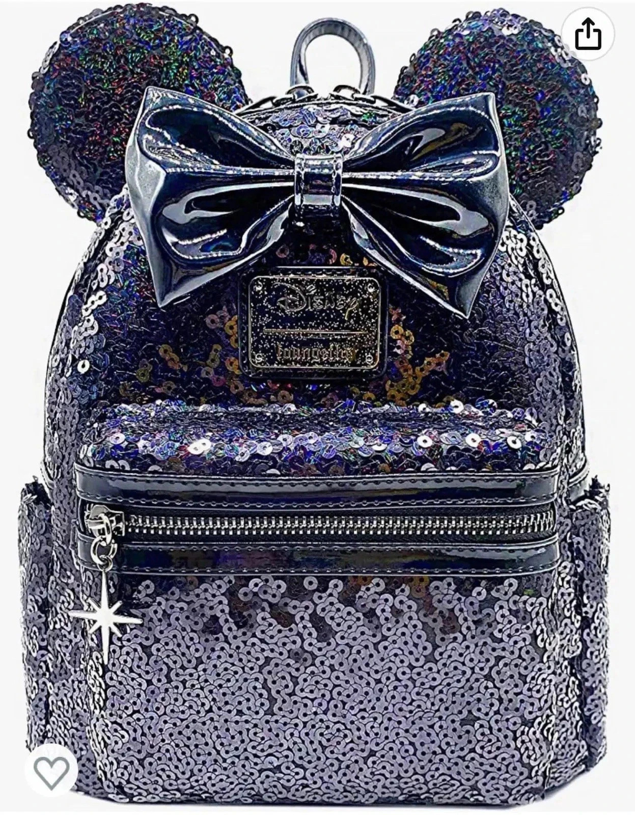 Loungefly Disney Celestial Dreams Holographic Black Sequins Mini Backpack INHAND