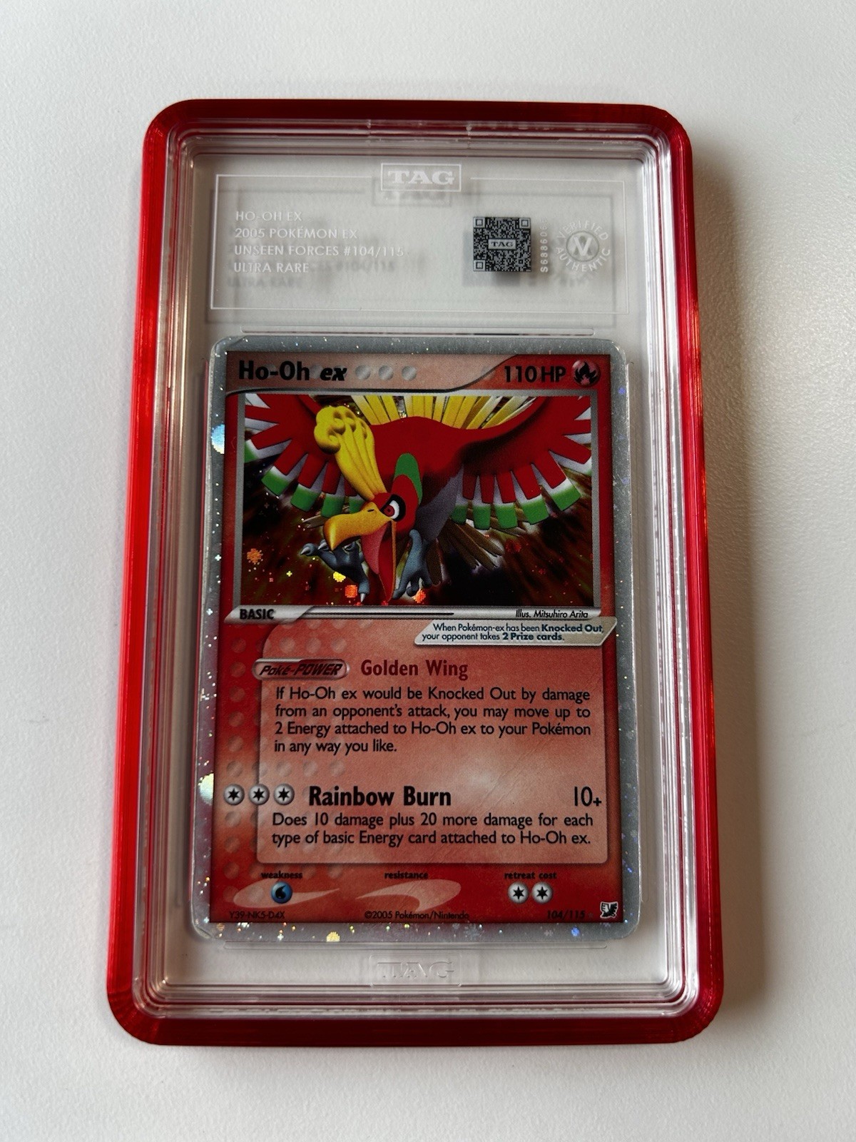 2005 Pokemon Ho-Oh ex 104/115 EX Unseen Forces Holo TAG V Authentic like PSA 1 2005 Pokemon Ho-Oh ex 104/115 EX Unseen Forces Holo TAG V Authentic like PSA 1