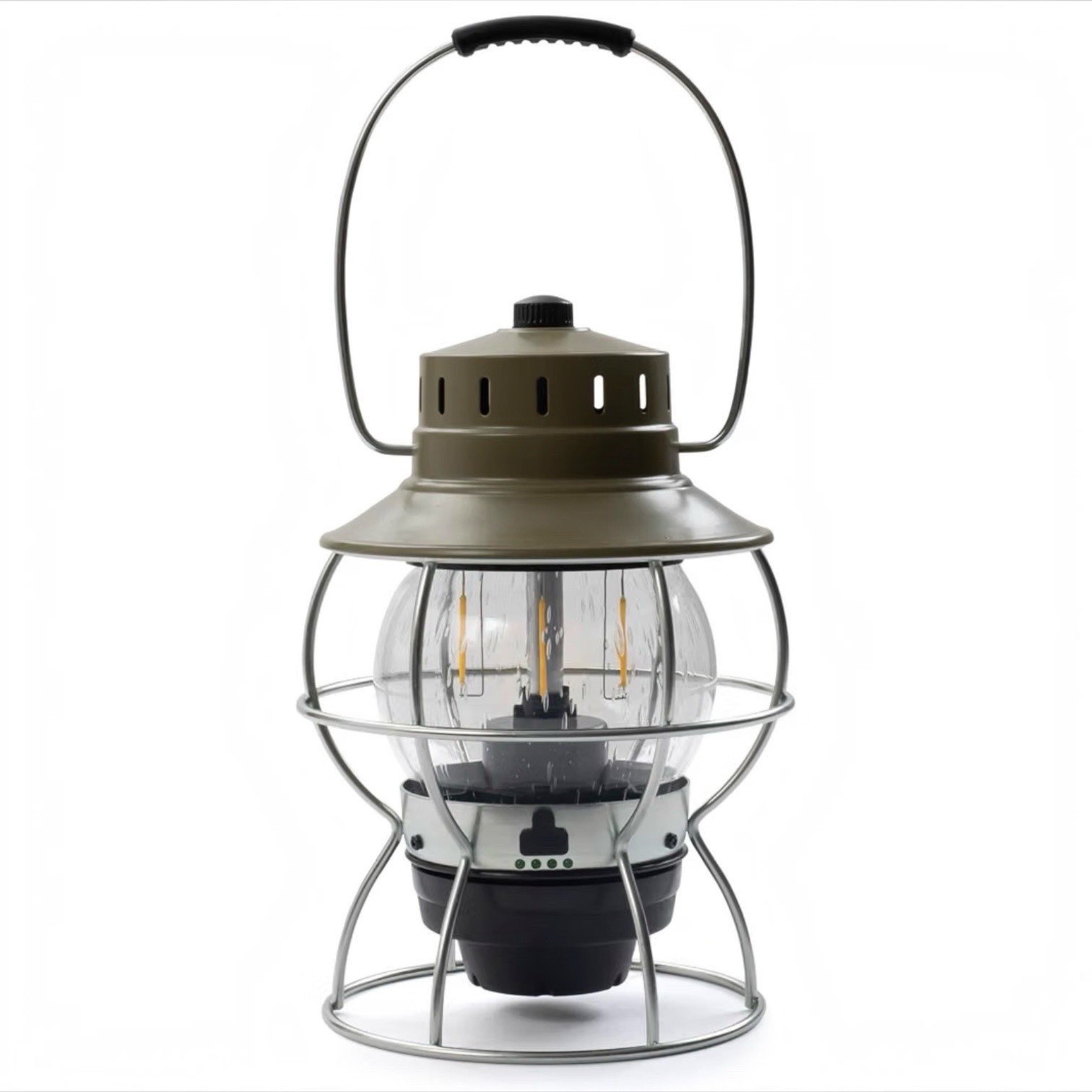 Barebones Railroad Lantern –Olive Drab, Vintage Inspired LED Camping Lantern NEW