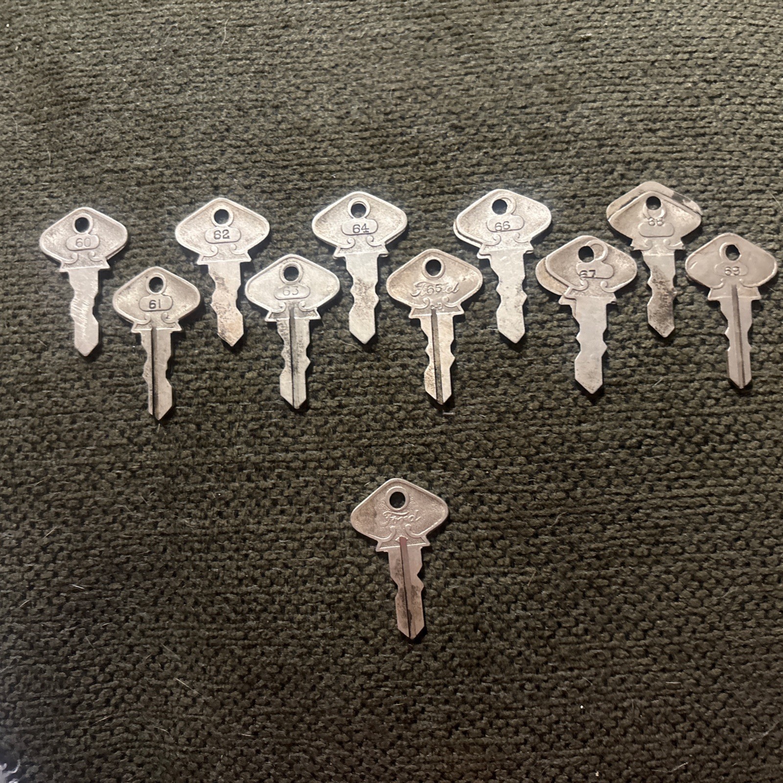 Set of 11 Ford Model T Keys Numbered 60 to 69 Made