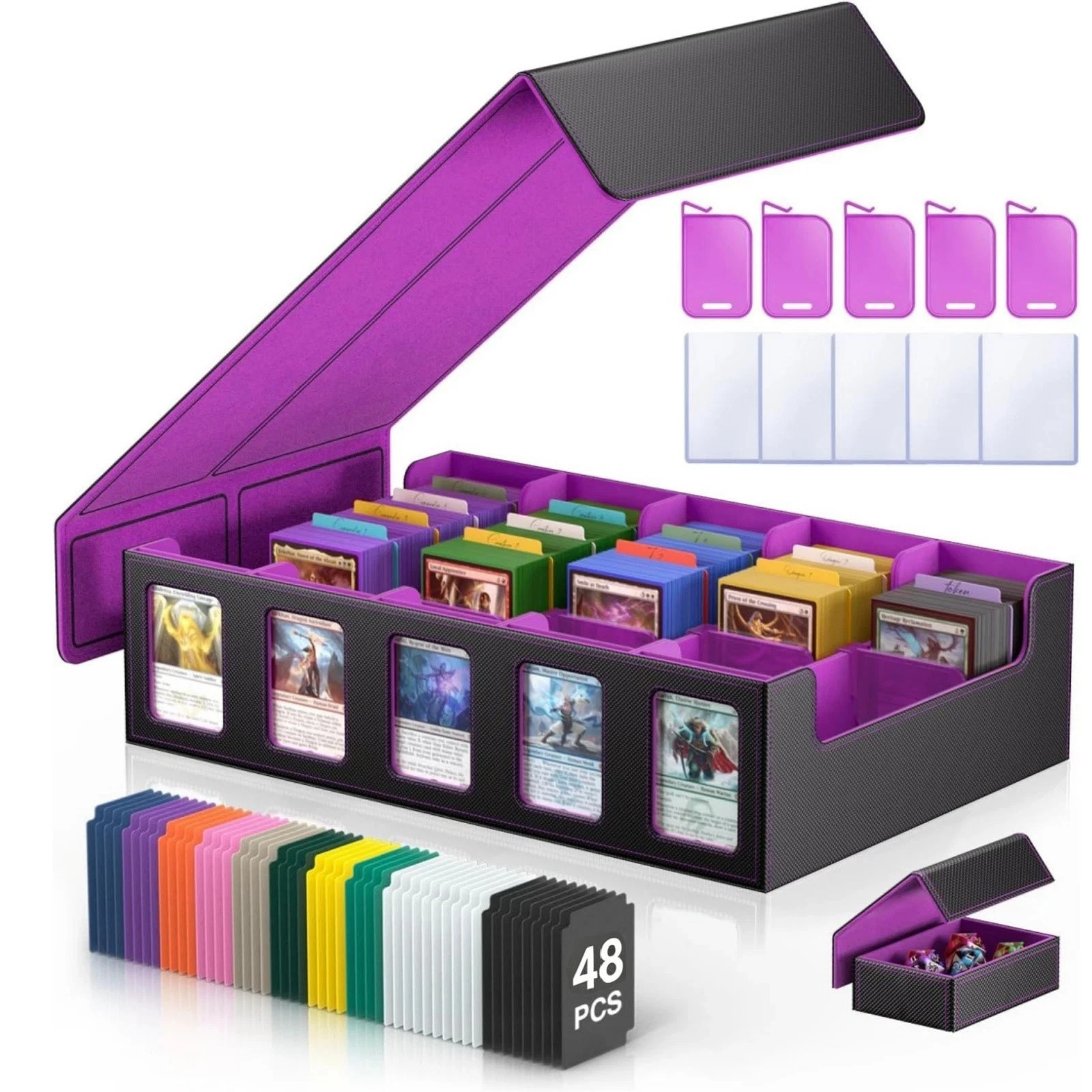 Trading Card Storage Box 5-Row 3900+ Capacity, TCG MTG Card Case Magnetic Lid