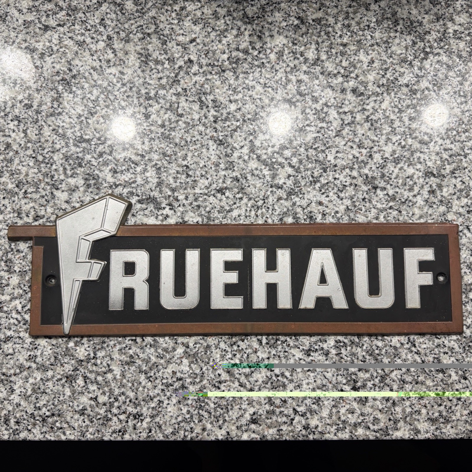 Vintage FRUEHAUF Aluminum Semi Truck Trailer Emblem Sign Original Advertising