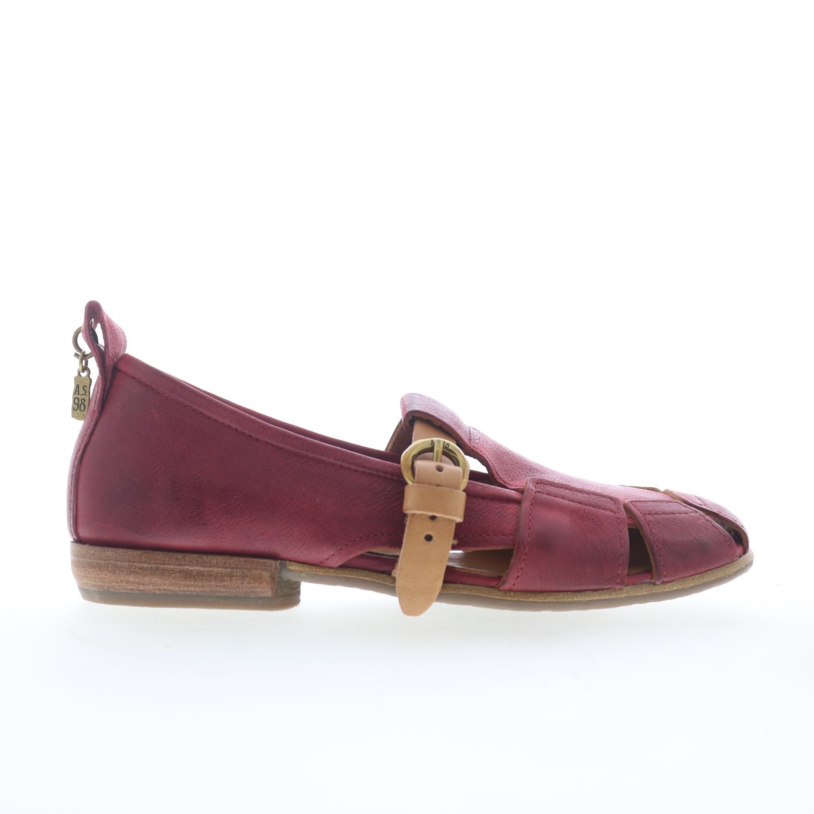 A.S. 98 Zoie Womens Red Leather Hook & Loop Loafer Flats Shoes A.S. 98 Zoie Womens Red Leather Hook & Loop Loafer Flats Shoes