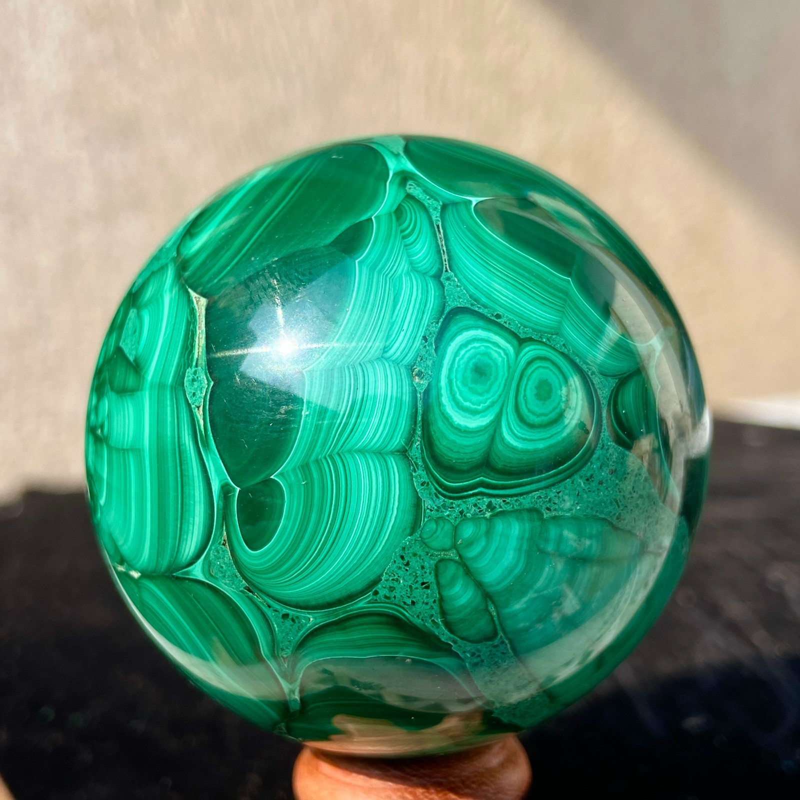 315g Natural malachite hand-carved sphere Quartz crystal gemstone ball specimen