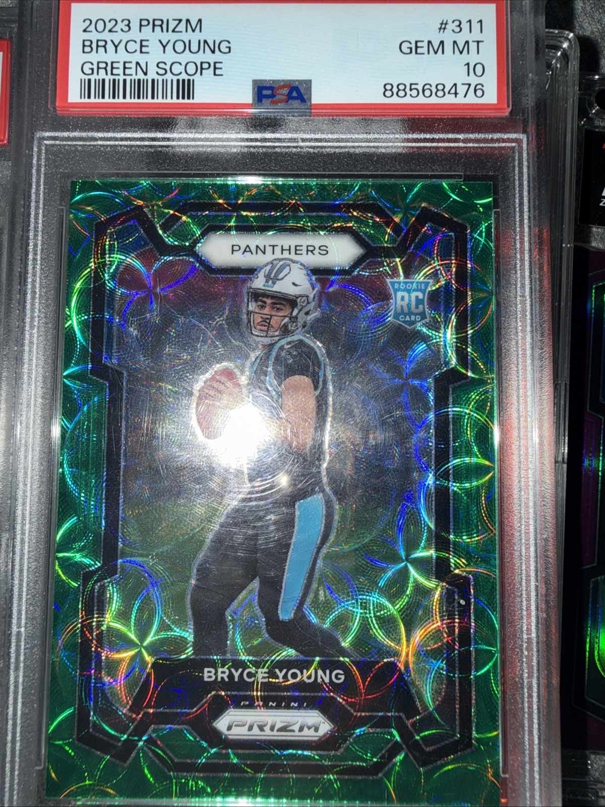 2023 Panini Prizm Rookies Bryce Young #311 Green Scope Prizm /75 (RC) PSA 10