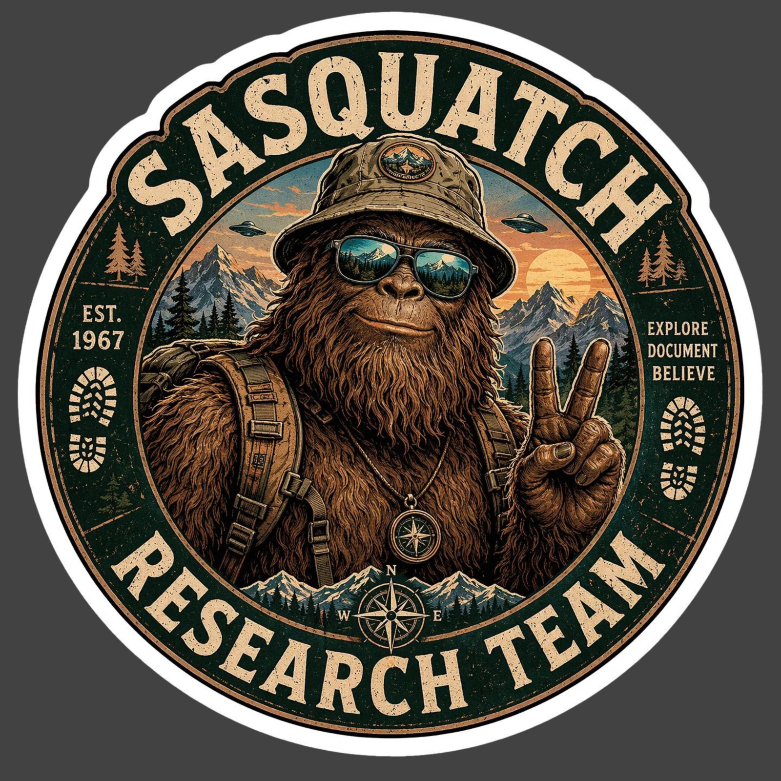 Bigfoot Sticker Vinyl Decal Sasquatch Research Team Cryptid Hunter Gift Bigfoot Sticker Vinyl Decal Sasquatch Research Team Cryptid Hunter Gift