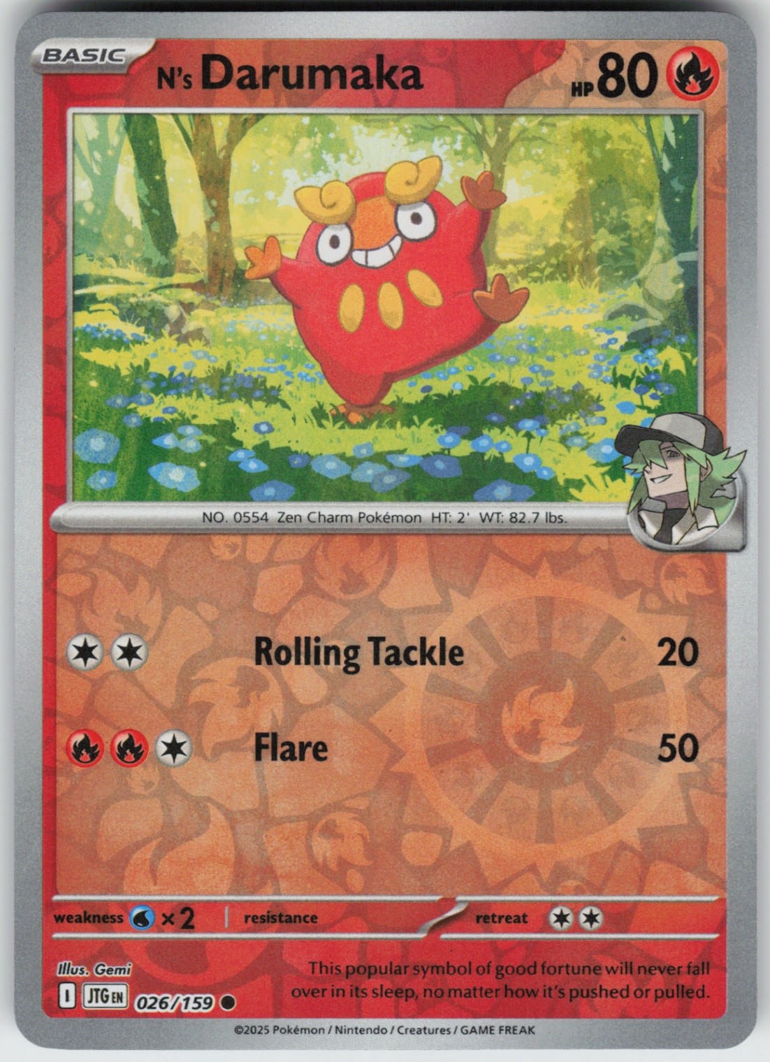 Reverse Holo N\'s Darumaka 026/159 Common SV09: Journey Together NM