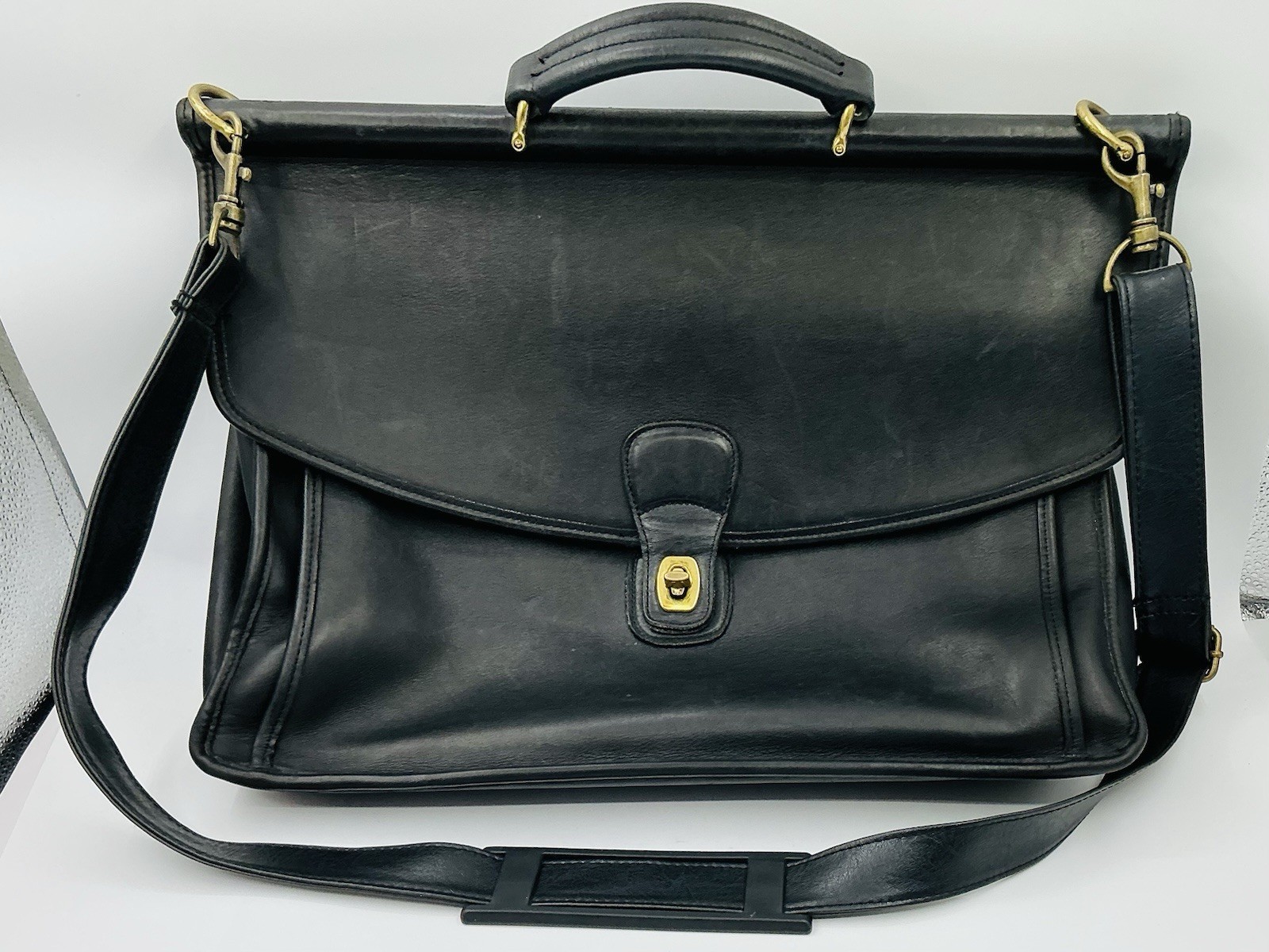 Vintage 90s Coach Beekman Black Leather Briefcase Laptop Bag USA #5266 Vintage 90s Coach Beekman Black Leather Briefcase Laptop Bag USA #5266