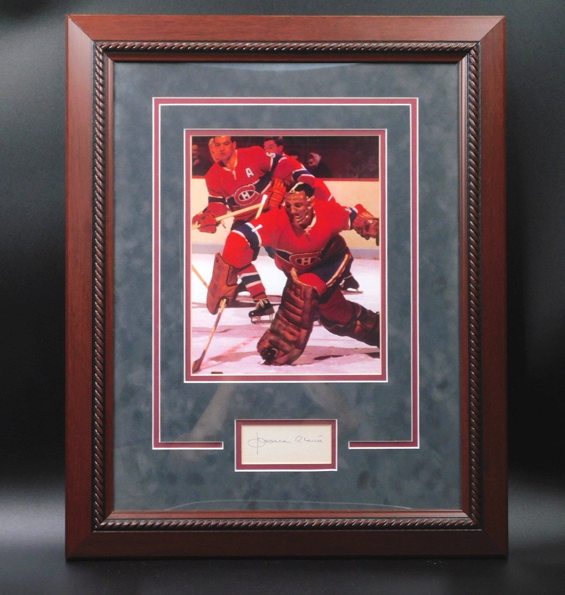 Jacques Plante Signed Autographed Framed Index Card Montreal Canadiens JSA LOA