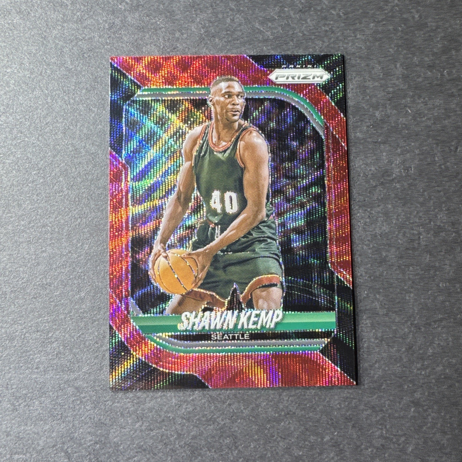 2025-26 Panini Prizm Shawn Kemp Red Wave Prizm /299 #197 Seattle Supersonics