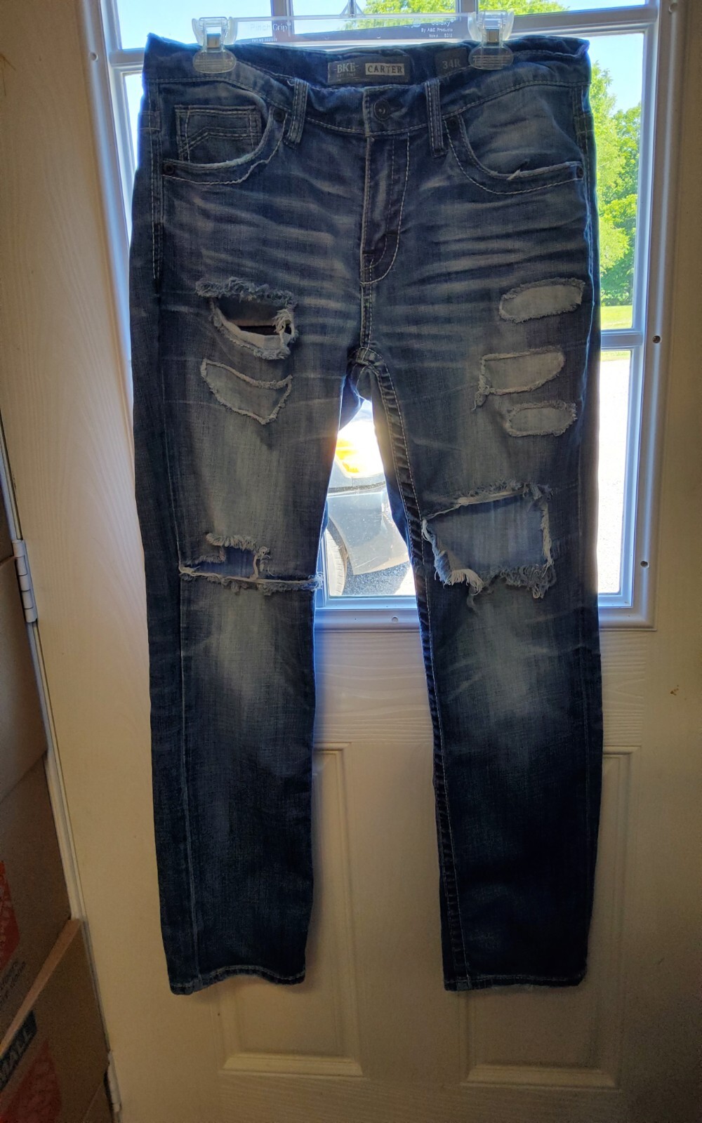 BKE Mens Jeans Blue 34R (33x32) Stretch Denim Carter Straight Leg Pants RARE