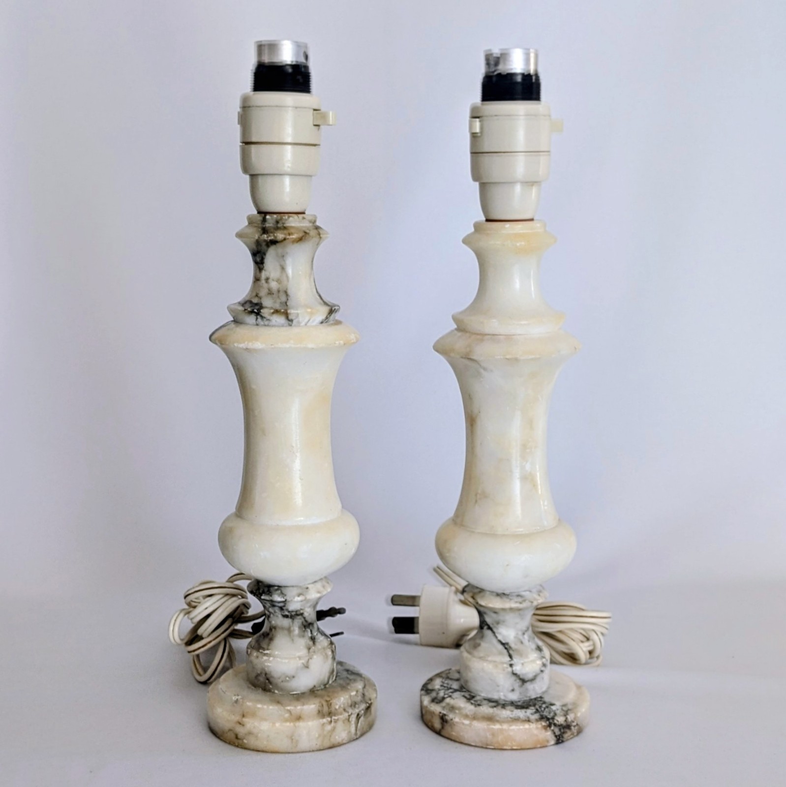 Vintage Italian Alabaster Marble Table Lamps 