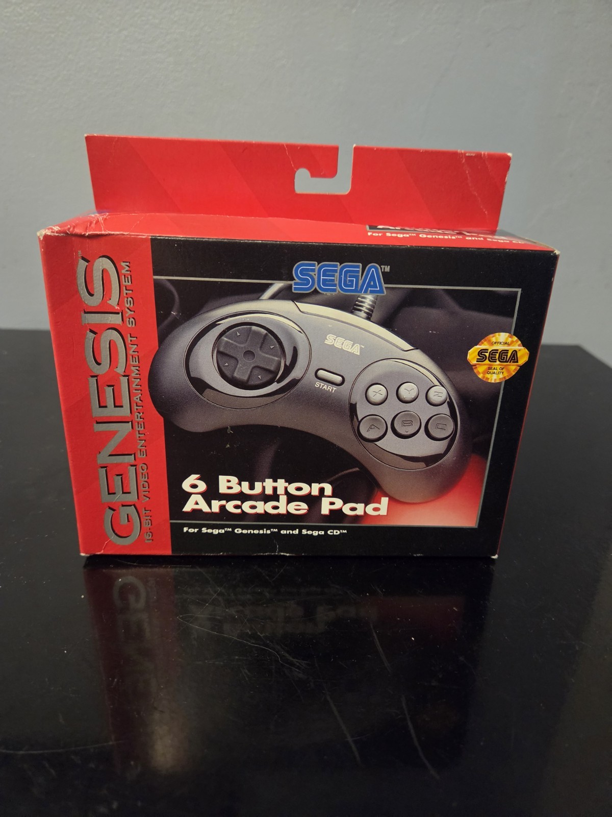 Vintage 1993 Sega Genesis 6 Button Arcade Pad Controller MK-1653 OEM w/ Box