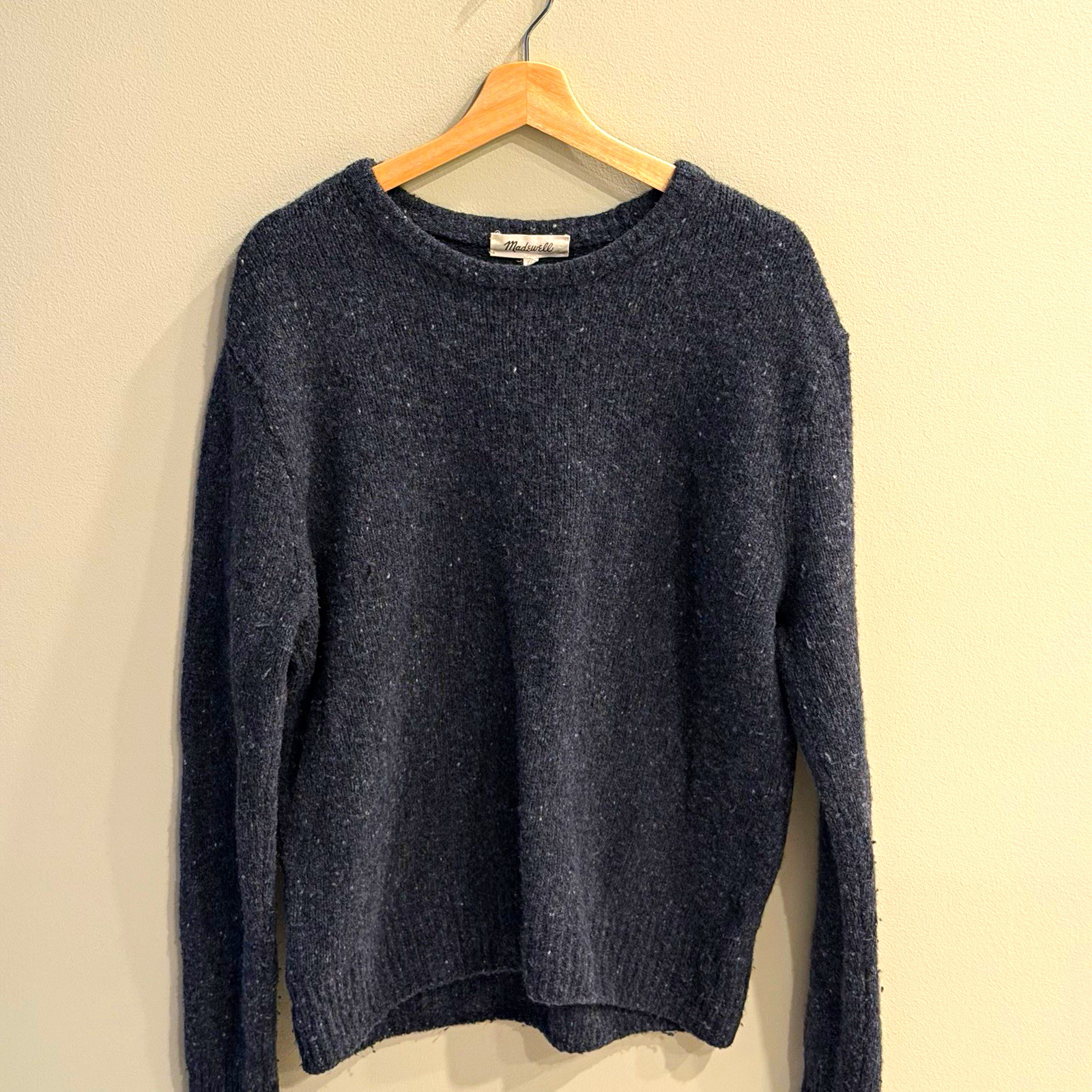 Madewell Women’s Gray Knit Solid Crew Neck Long Sleeve Pullover Sweater