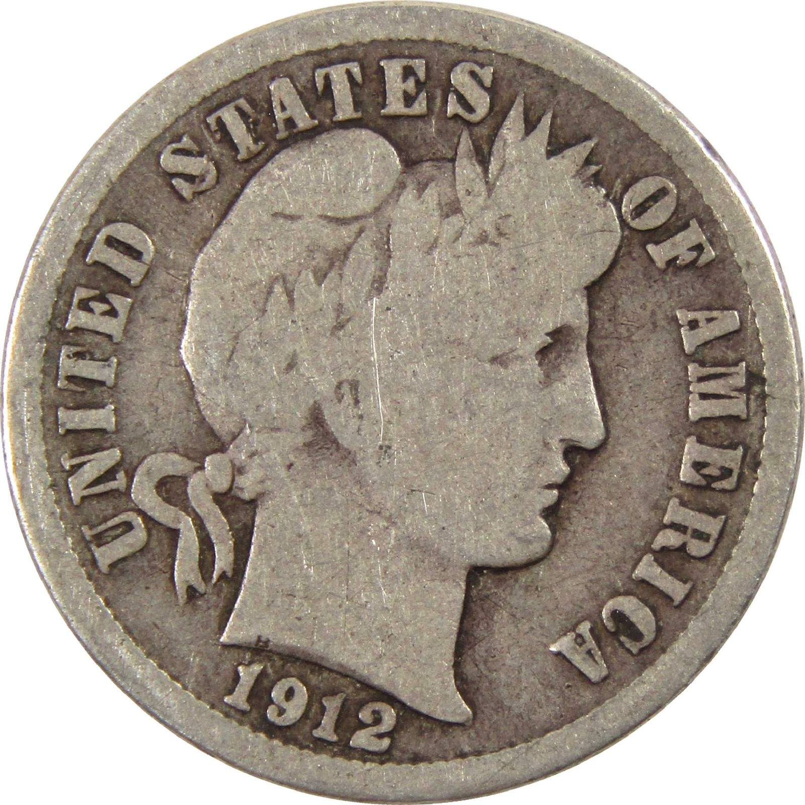 1912 D Barber Silver Dime G Good 10c Coin Collectible