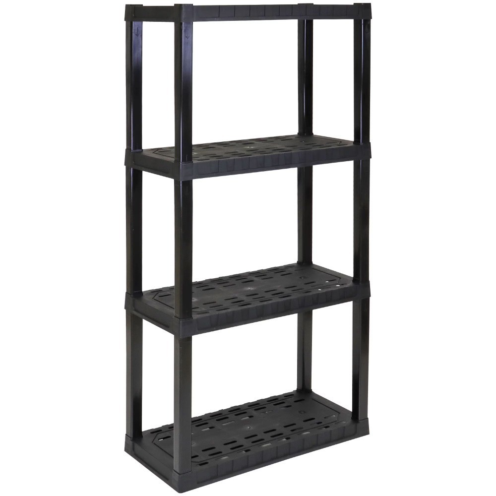 4 Tier Heavy Duty Storage Shelves Unit for Garage 57H x 30W x 14D Plastic Rack 4 Tier Heavy Duty Storage Shelves Unit for Garage 57H x 30W x 14D Plastic Rack