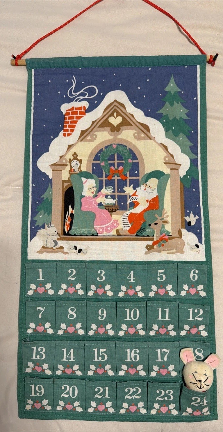Avon 1987 Advent Countdown To Christmas Calendar Vintage 1987 With Mouse & Bag