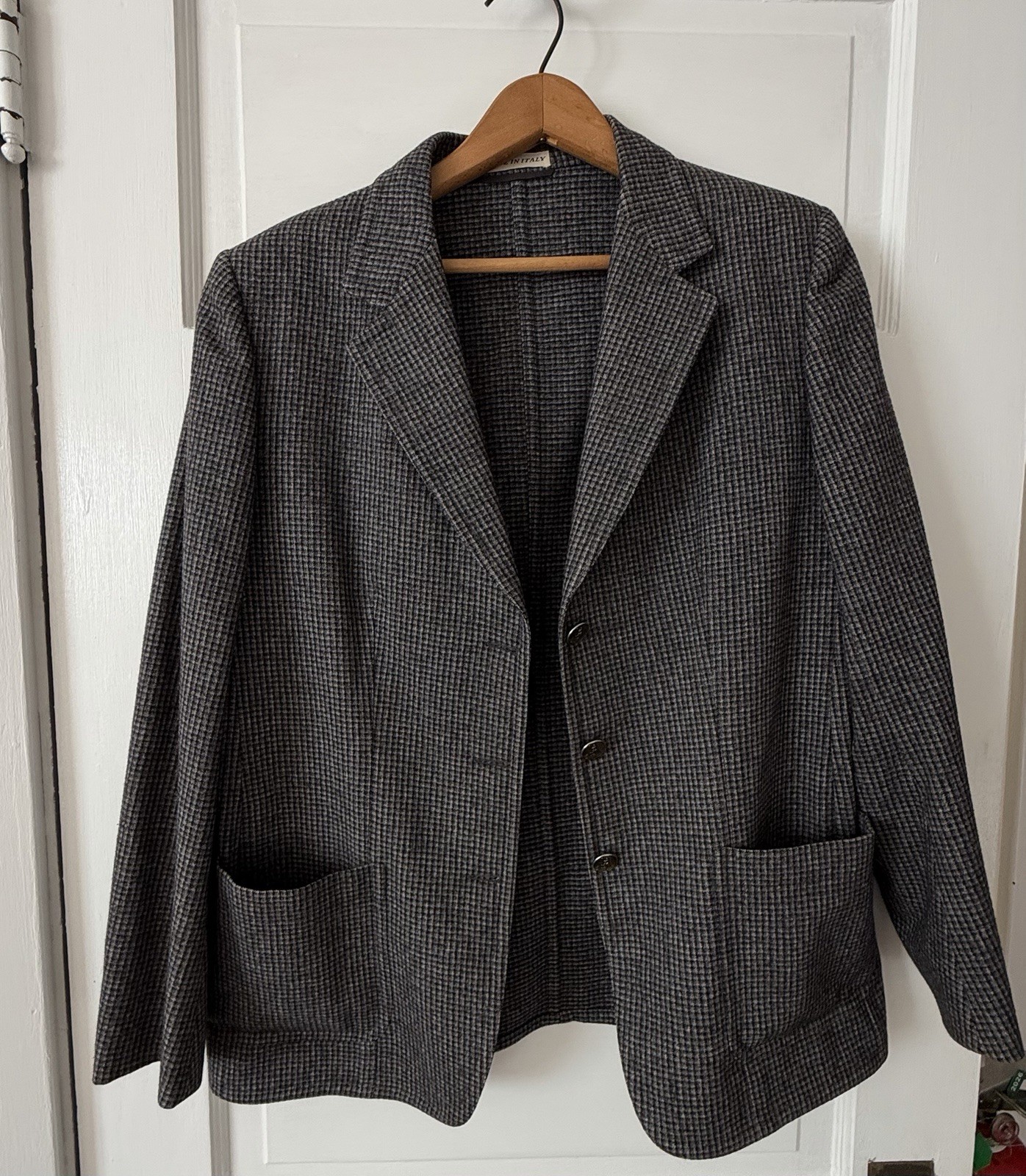Vintage Roman Style by Brioni Italian Wool Houndstooth Blazer Jacket Size 10